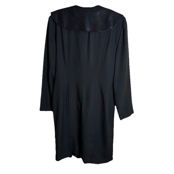 Vintage Oleg Cassini Studio Black Dress Coat Size 12 Purple Lining Made in USA - Picture 3 of 7